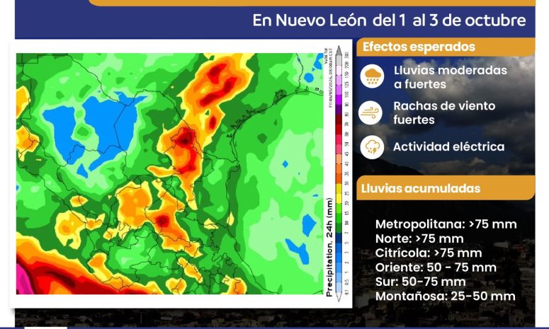 Frente Frío 1 comienza a generar lluvias en Nuevo León